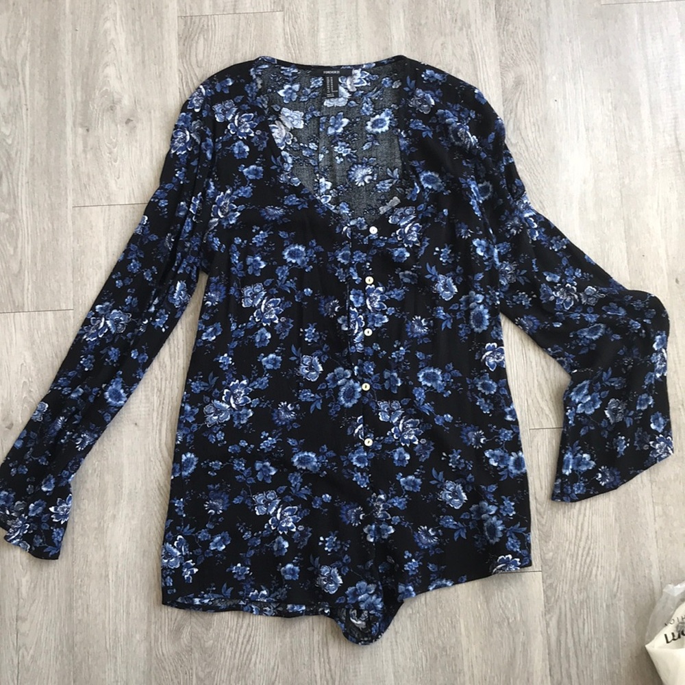 Forever 21 Floral long sleeve romper